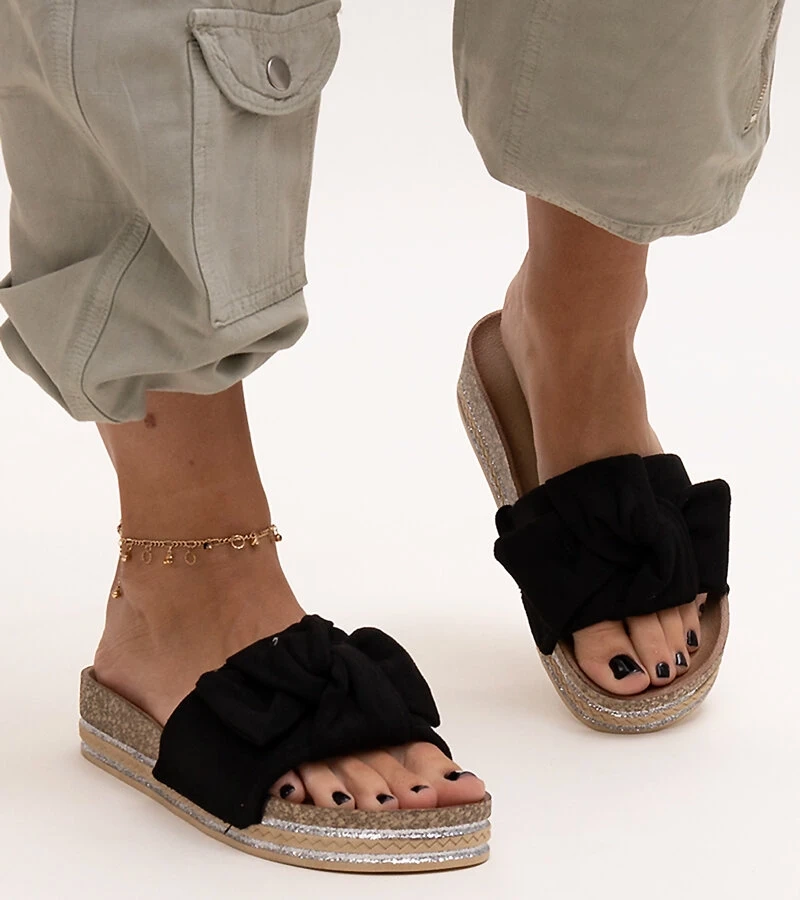 Pantofi de casă negri cu talpă masivă Peletra