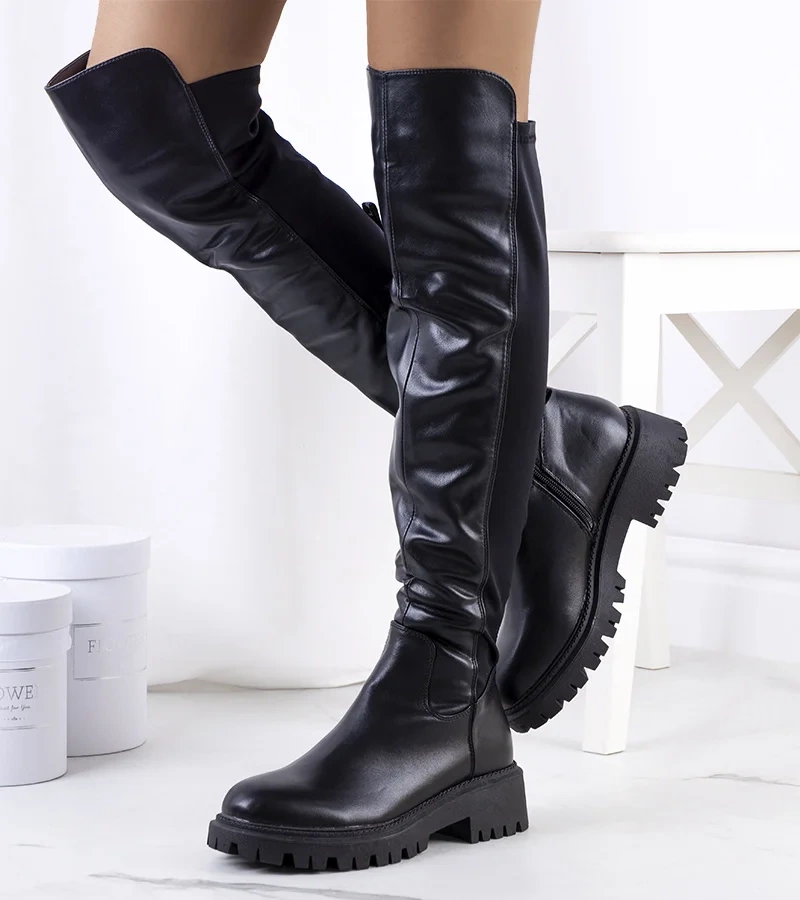 Khadim cizme negre cu platformă