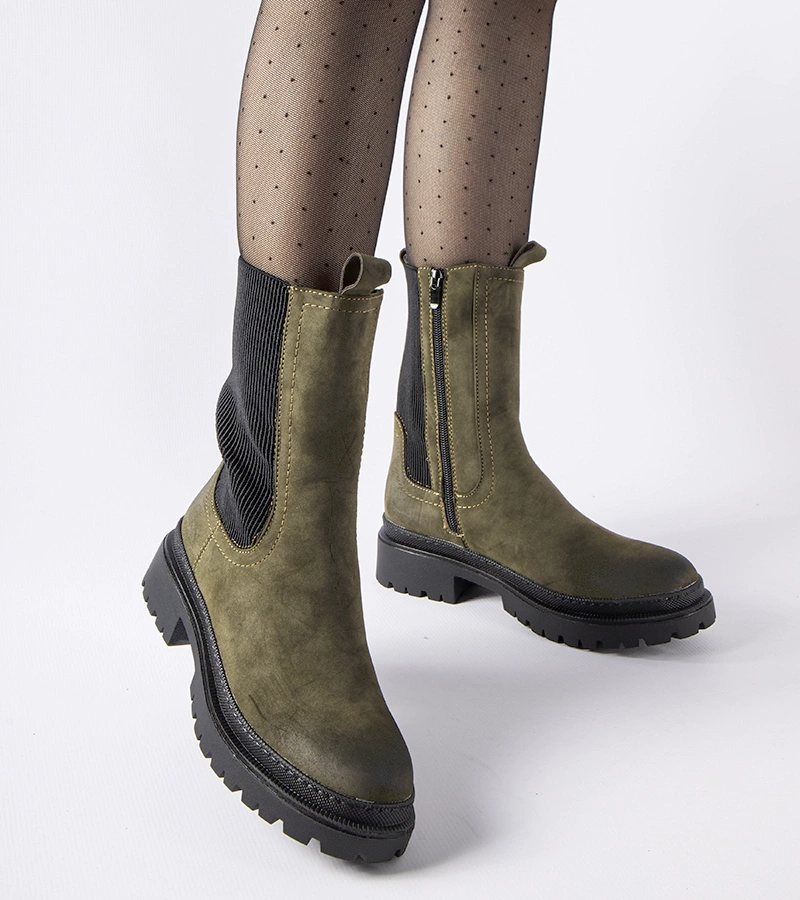 Cizme înalte călduroase verzi Bernardo