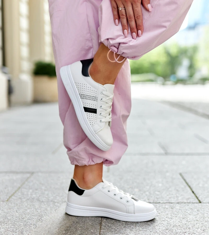 Sneakers alb-negru din piele ecologică Berdine