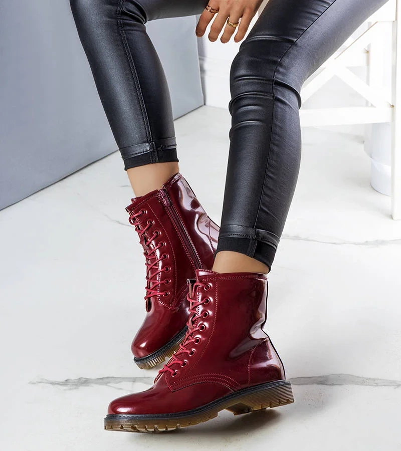 Cizme Rhys lăcuite roșu