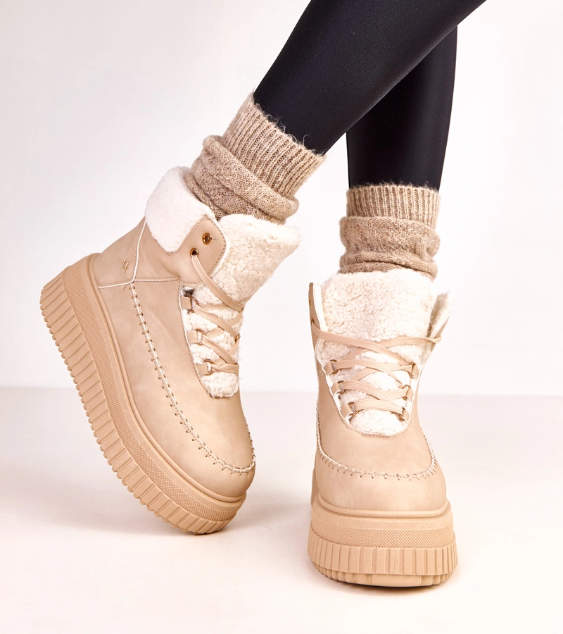 Ghete sport maro îmblănite pe platformă Lorraine