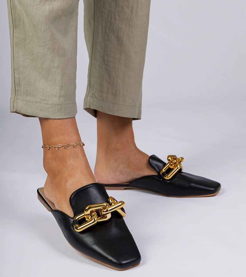 Flip-flops negri cu lanț Hickory