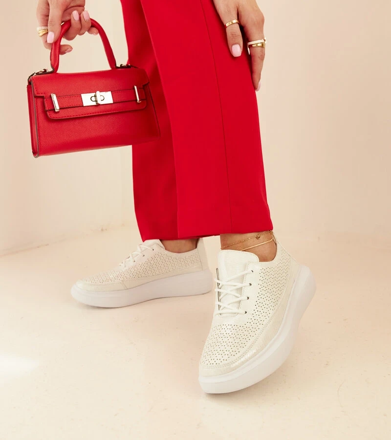 Sneakers de argint pe platforma Lori