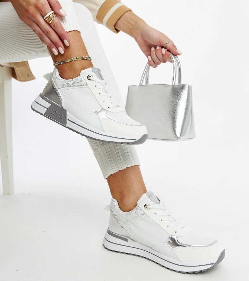 Sneakers albi pe platforma Kerttu