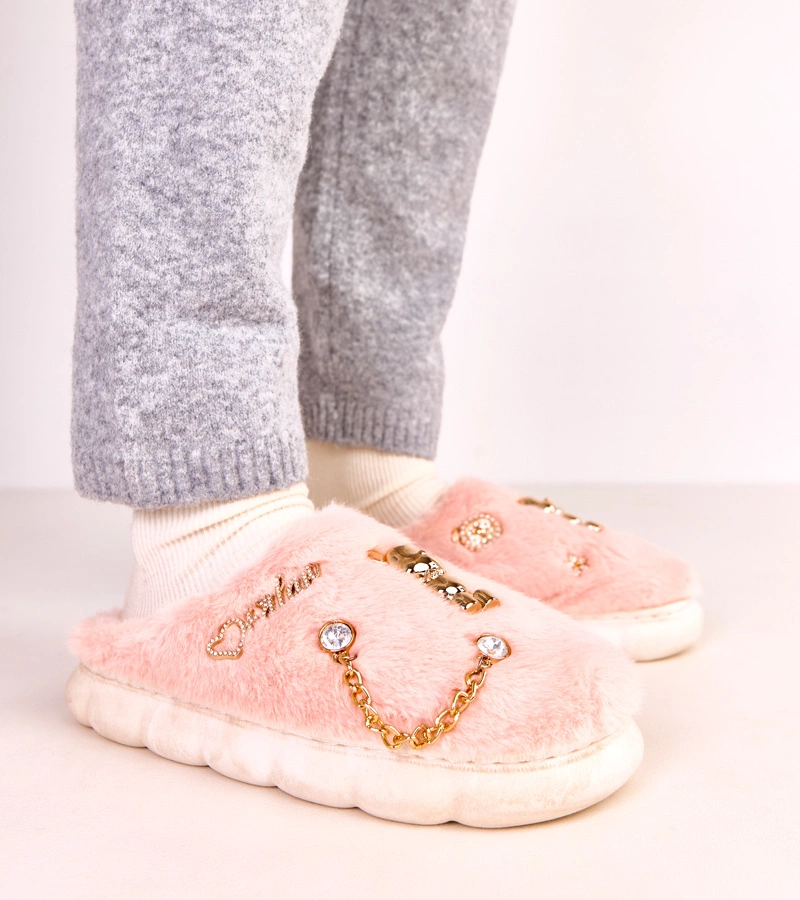 Papuci roz cu ornamente Tracy