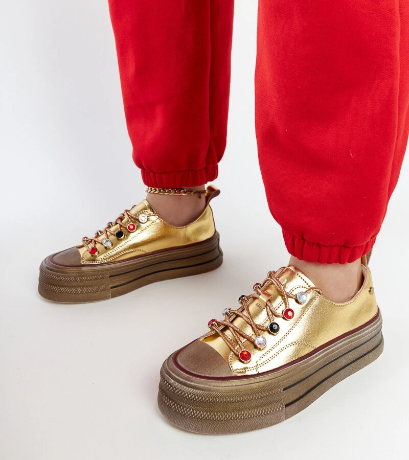 Sneakers aurii pe platforma GOE NN2N4055