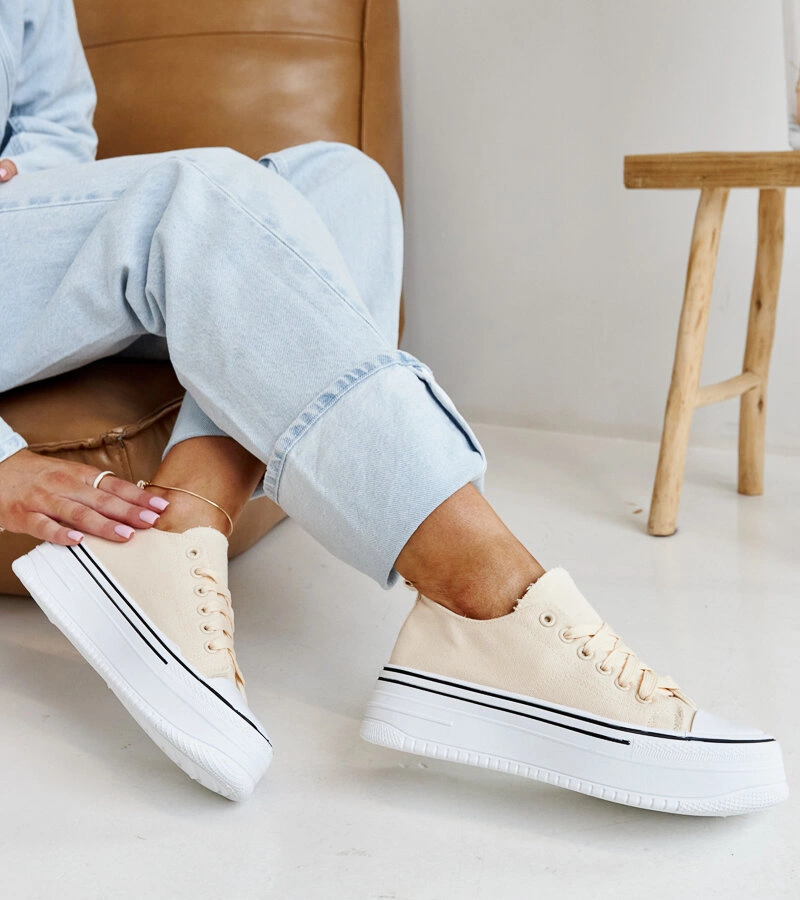 Adidași bej deschis cu talpă groasă Bahira