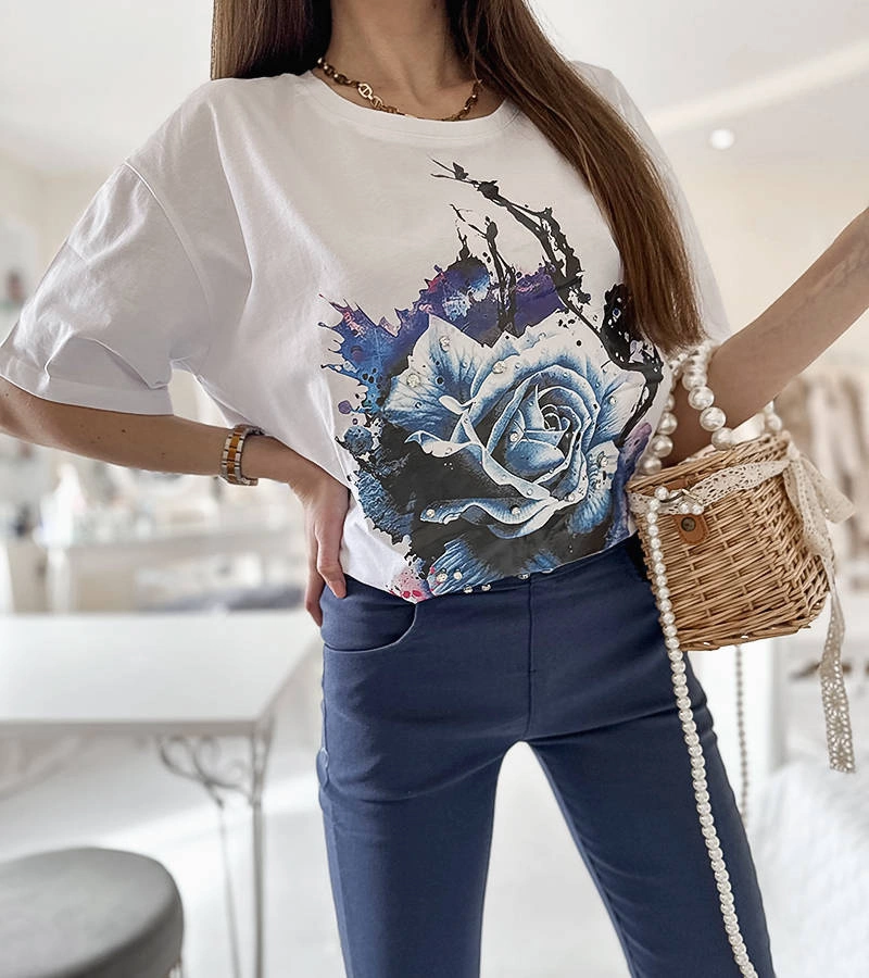 Tricou alb cu croială largă Mouet