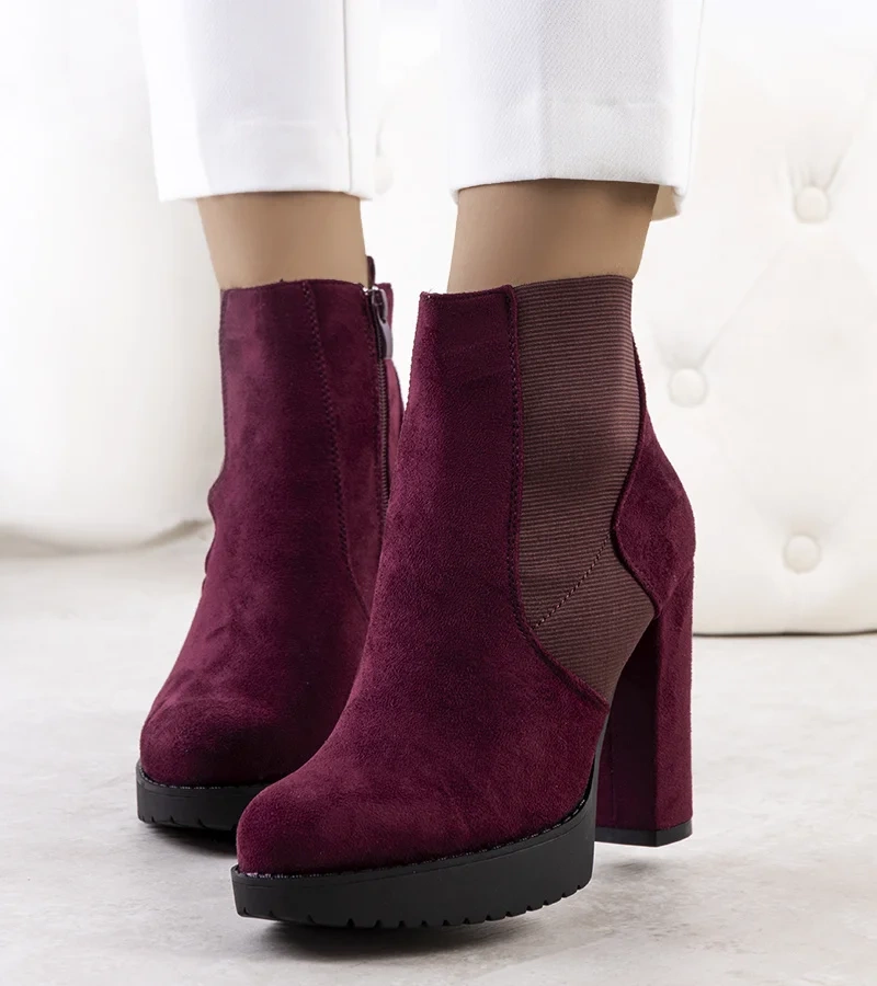 Cizme cu toc Maroon Macie