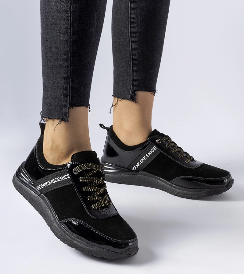 Sneakersii negri din piele Castelfidardo