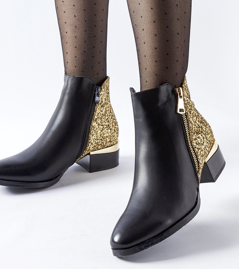 Botine negre căptușite cu spate decorat Olindo