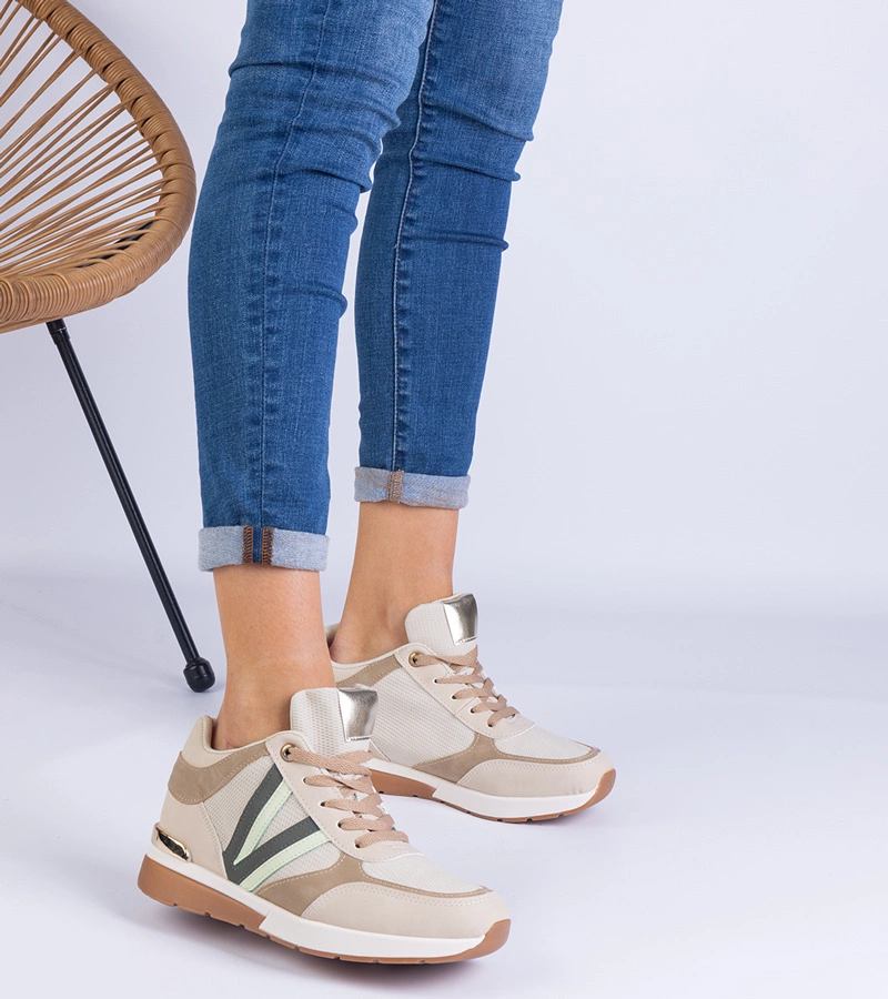 Adidași bej pentru femei cu platformă ascunsă Ninella