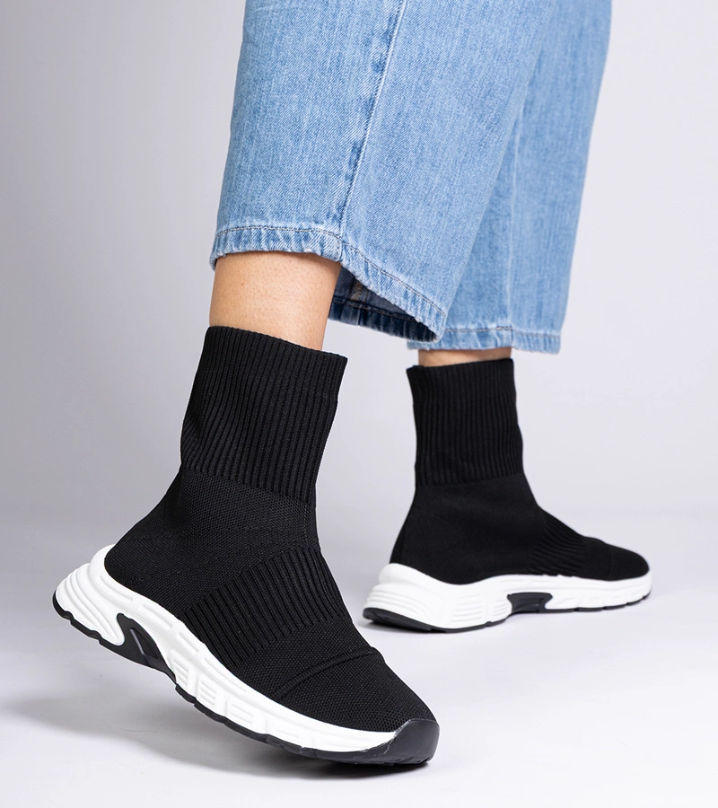 Adidași sport negri cu șosetă Narny