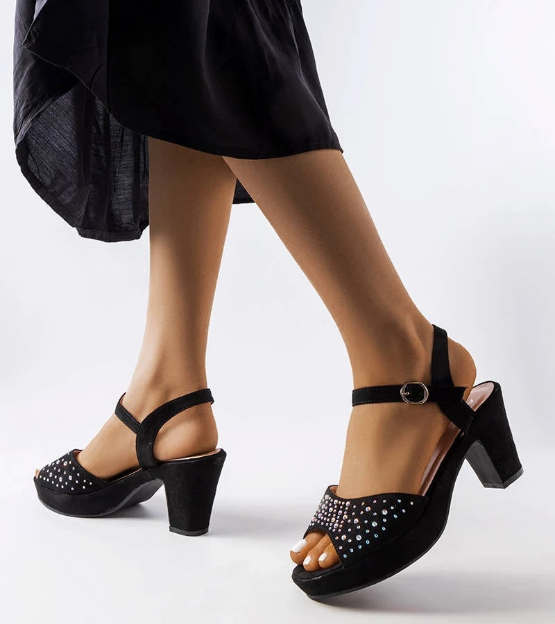 Sandale stiletto negre Beltane