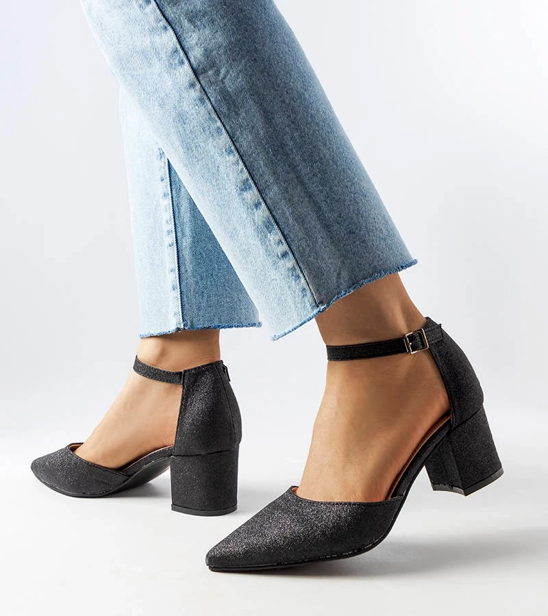 Pantofi stiletto joase Sttele negri