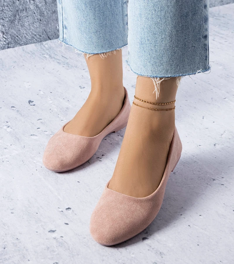 Balerini roz cu talpă din piele Lespérance