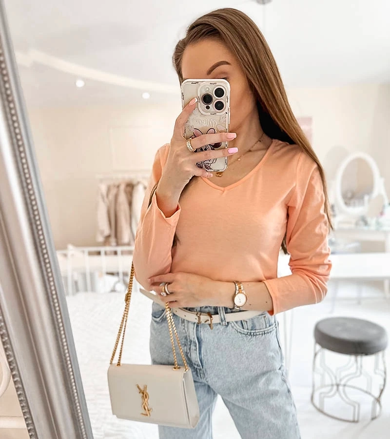 Bluză roz cu mânecă lungă Langlais