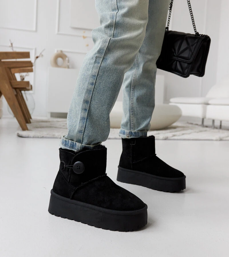 Bocanci scurți negri căptușiți Casimiro