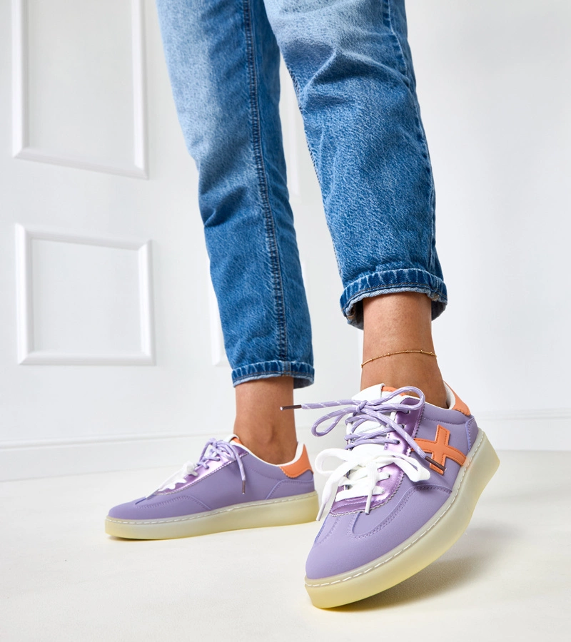 Adidași violet cu platformă și inserție portocalie Eriksen