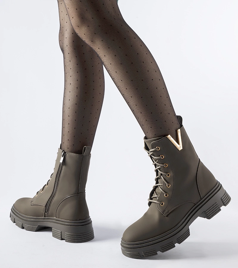 Cizme opace călduroase de culoare verde închis, Fru.