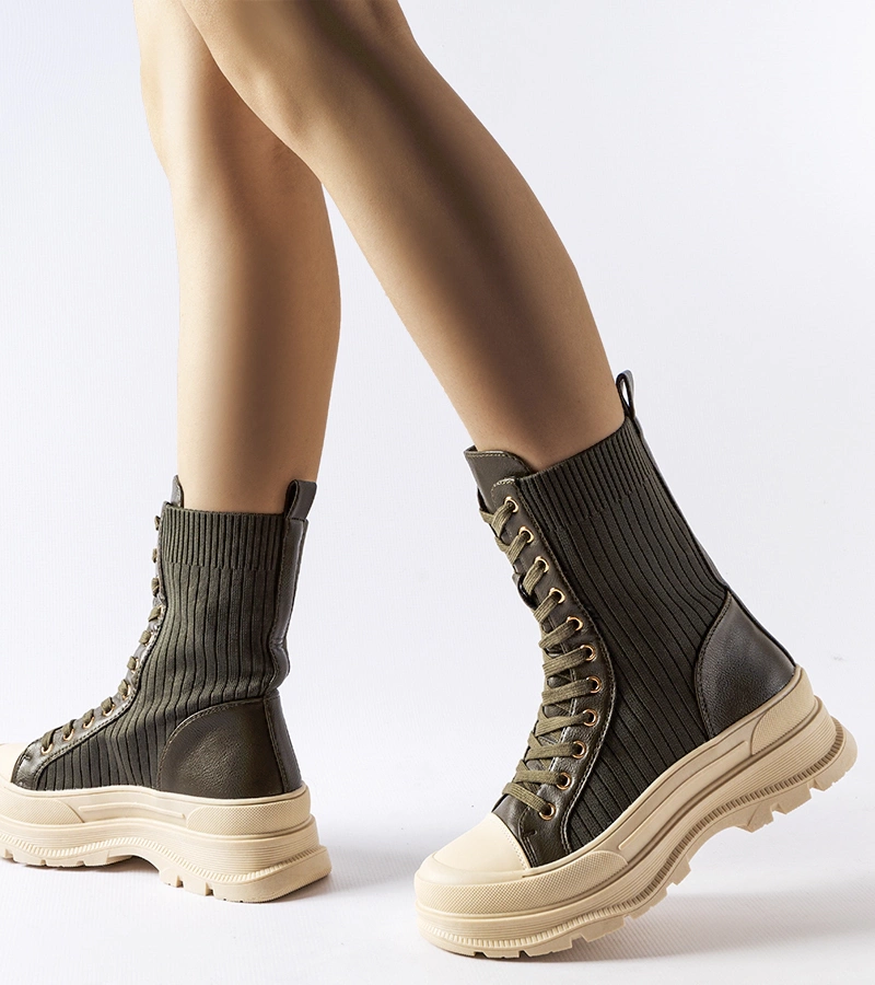 Botine verzi inchis cu talpa groasa deschisa Vitto