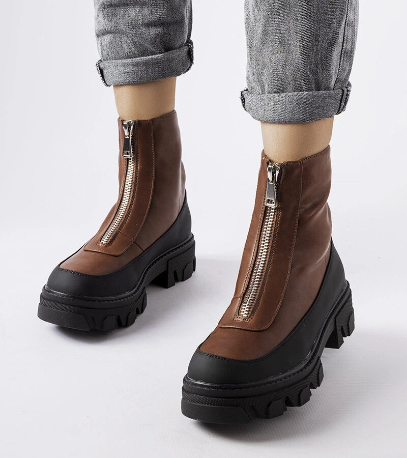 Cizme cu fermoar maro solid de la Morley