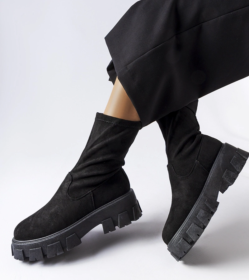 Cizme cu șosete din piele ecologică neagră Pancrazio