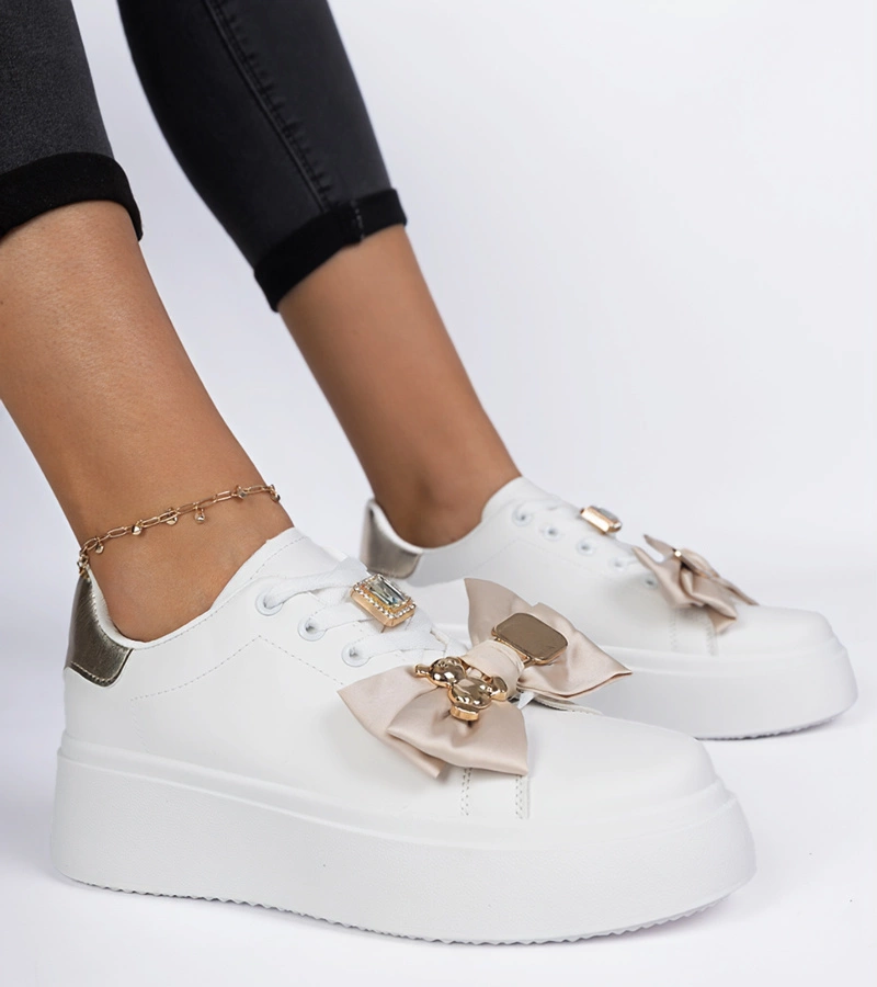 Adidași damă alb-aurii Milonel