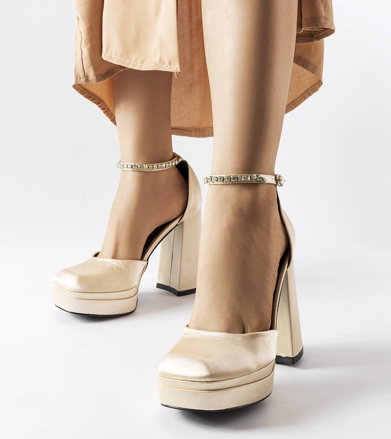 Pantofi cu toc înalt Elida bej