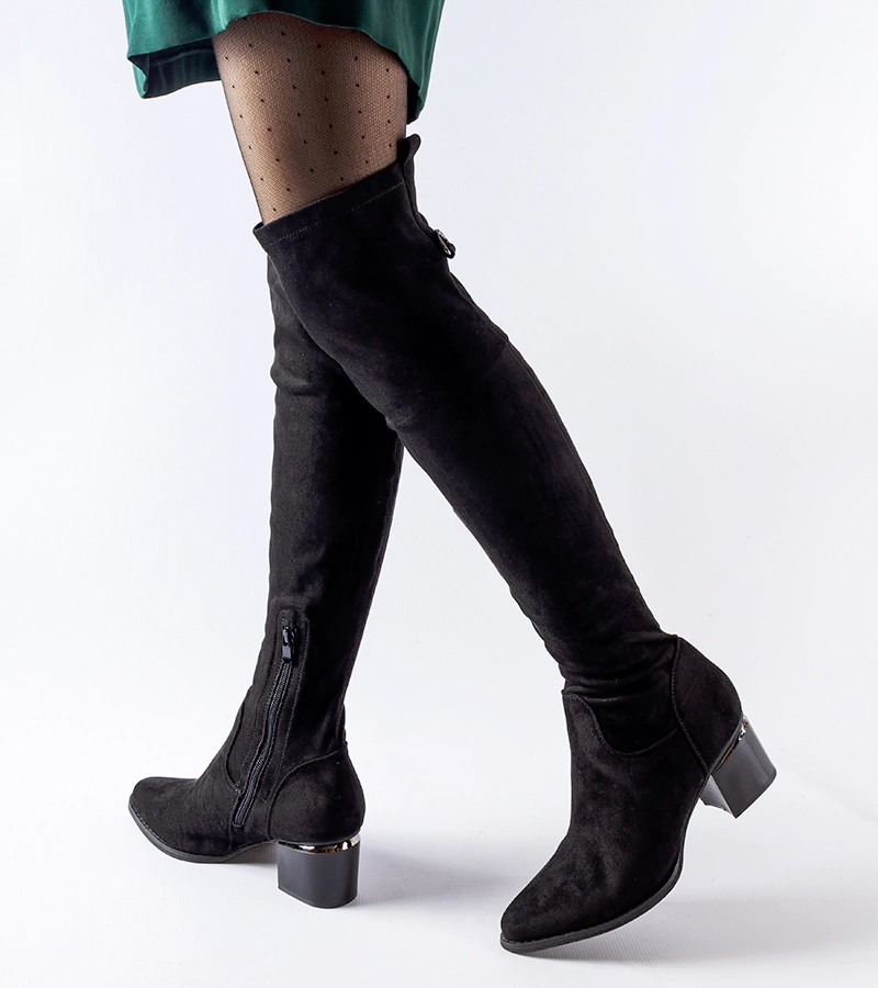 Cizme negre cu toc mic Edvige