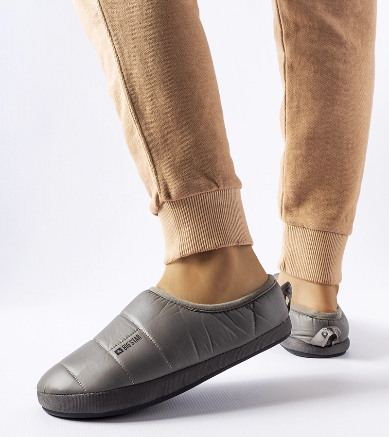 Papuci de casă gri călduroși de iarnă Big Star KK274603