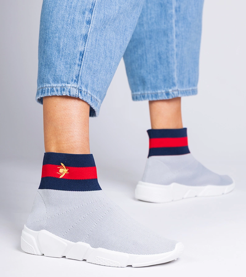 Sneakers gri sport cu șosetă Pikola