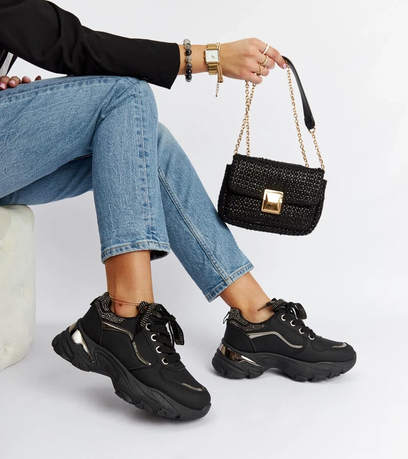 Adidași masivi negri cu strasuri Euclid