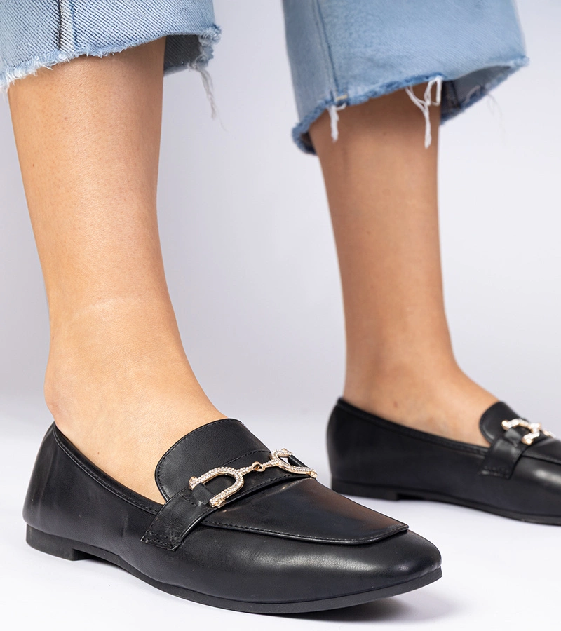 Pantofi eleganți negri cu pietre strălucitoare Banzao