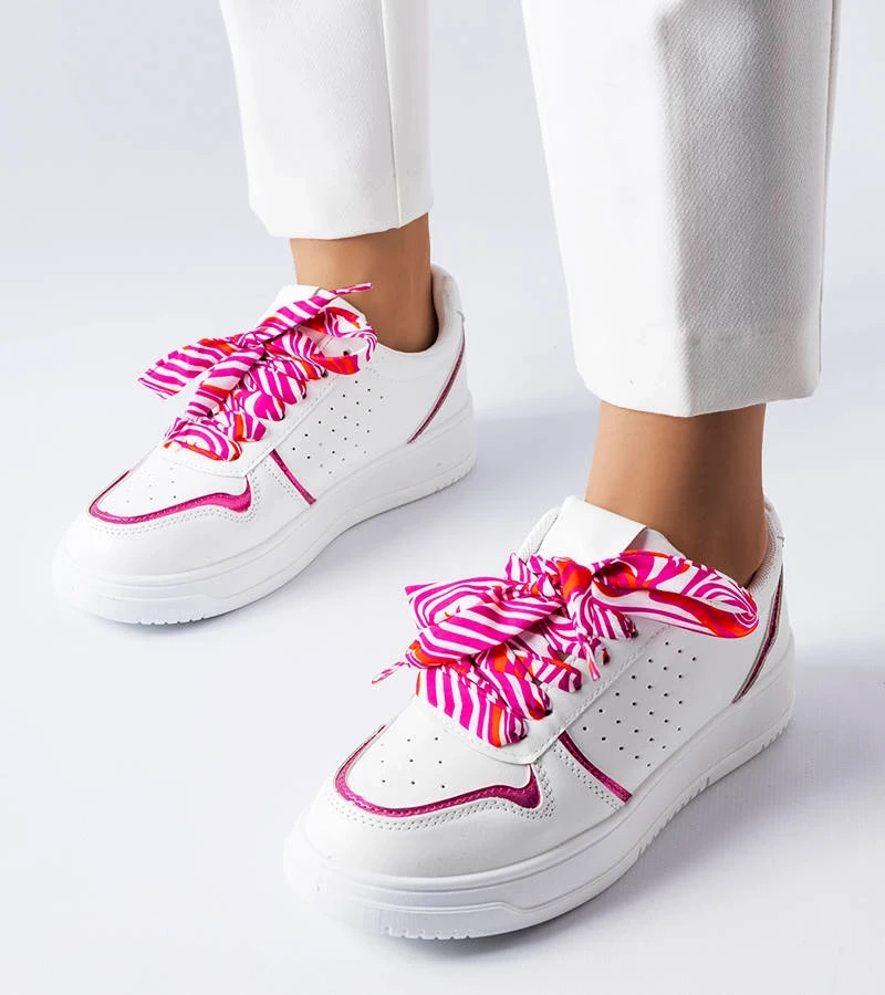 Pryor adidași albi cu panglică albă