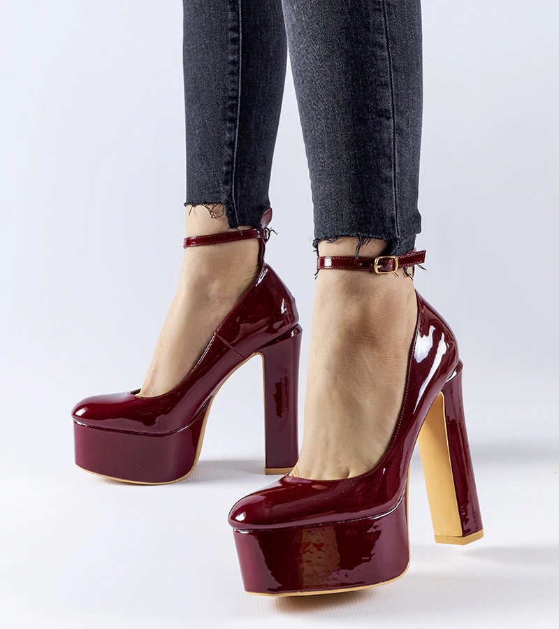 Pantofi Colle lacuiți bordo