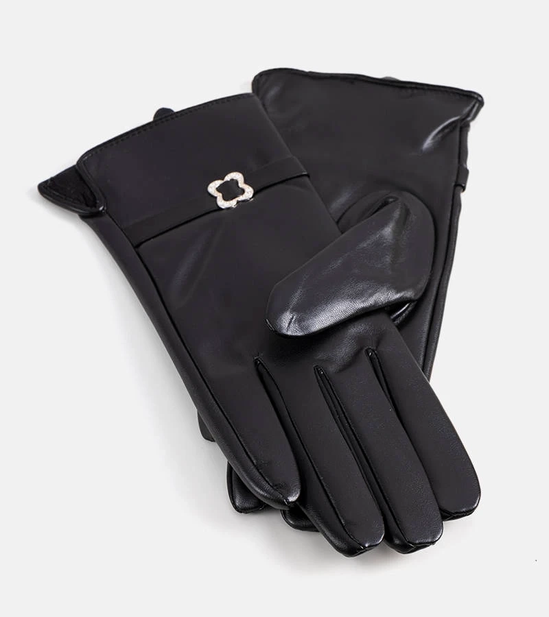 Mănuși izolate negre cu cataramă Clouti