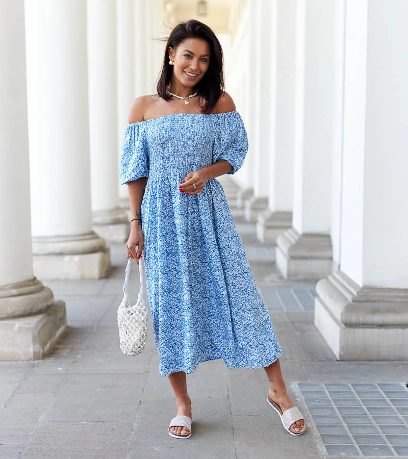 Rochie midi cu flori albastre de Samatzai