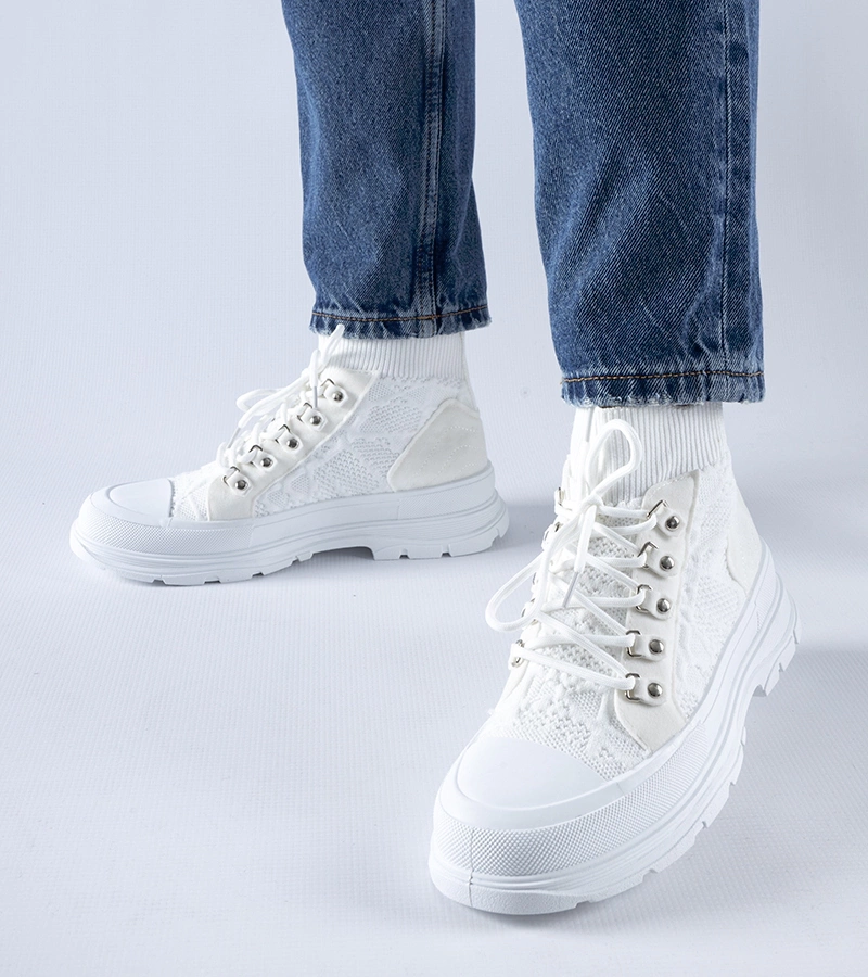 Teniși albi înalți din material Casalma