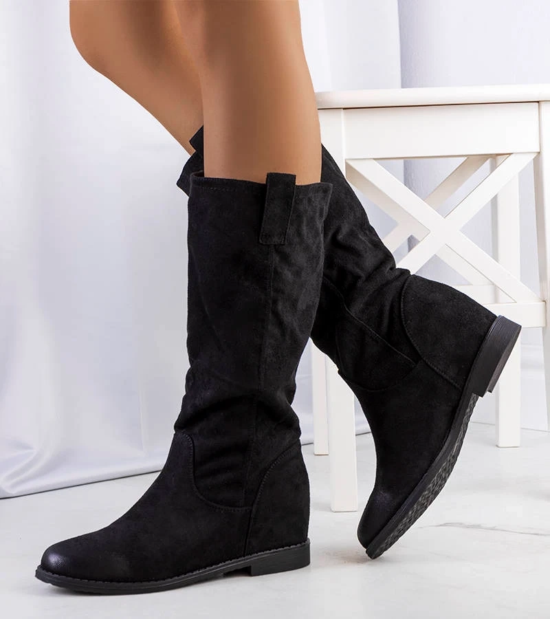 Cizme negre Mae cu toc acoperit