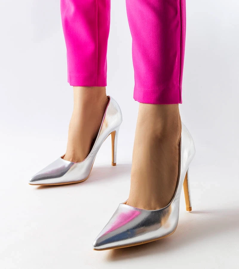 Pantofi stiletto Cabell argintiu metalizat