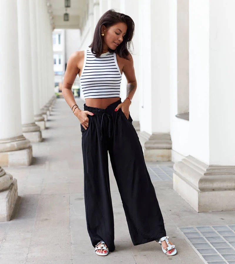 Pantaloni largi negri Pisani