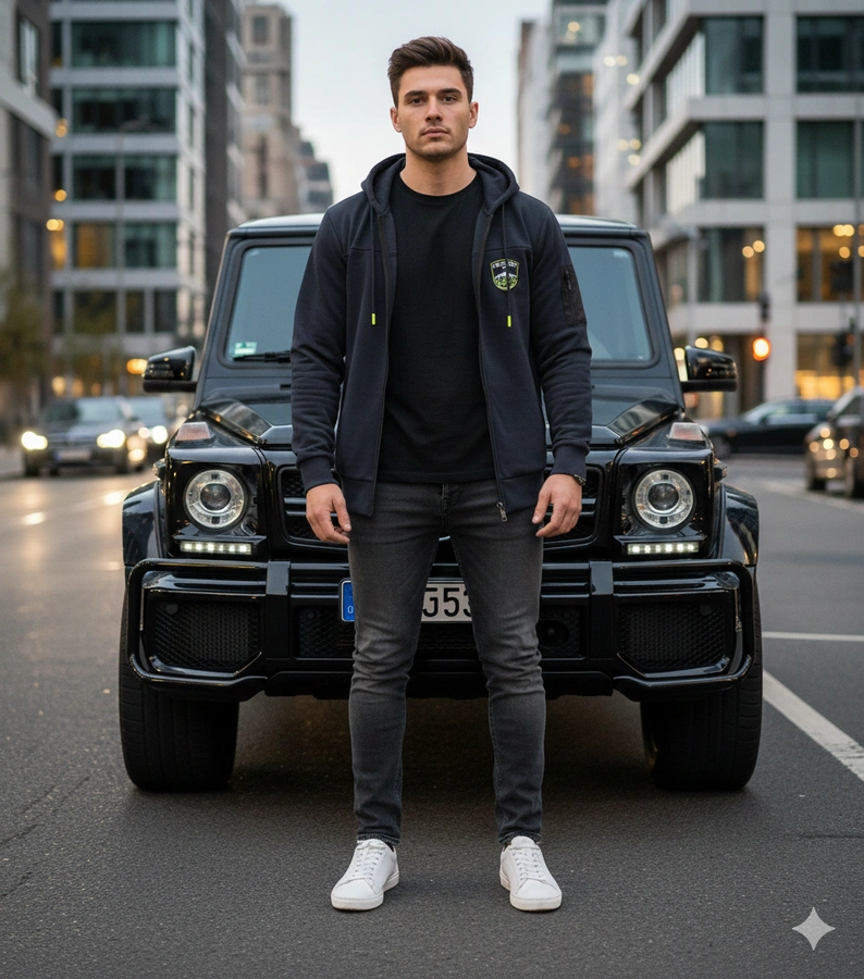 Hanorac cu glugă Labrosse albastru marin pentru bărbați