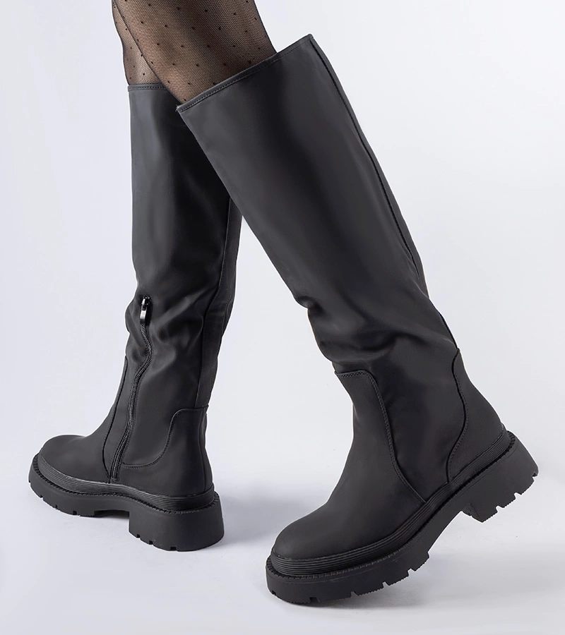 Cizme negre peste genunchi din piele ecologică Matthijs LY213 BLACK