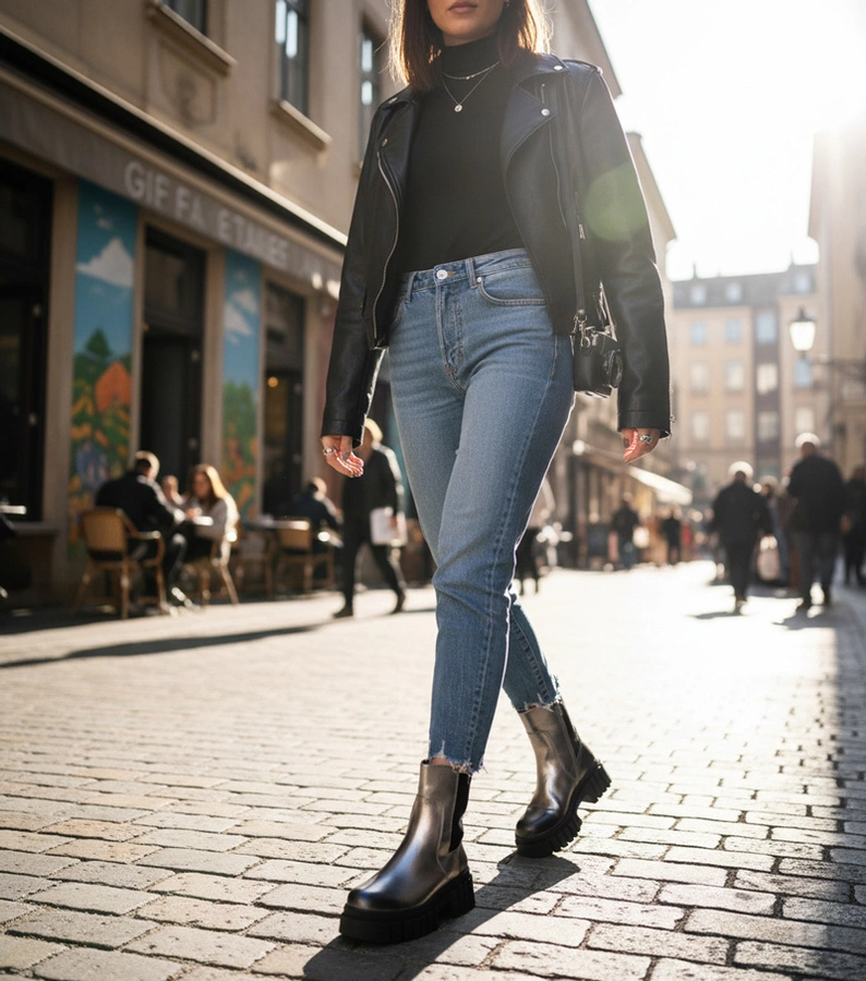 Botine argintii pe platformă cu inserție elastică Denya