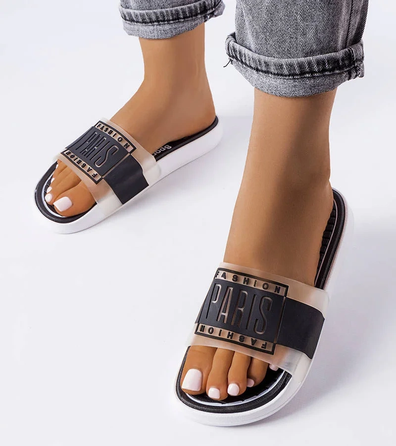 Șlapi de cauciuc negru Paris