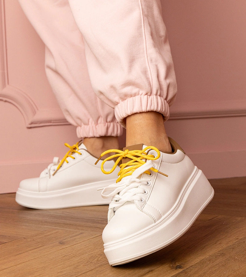 Adidași sport alb-maro pe platformă Kler