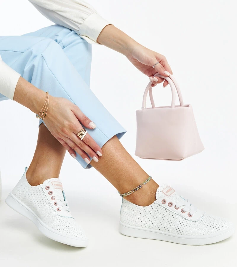 Teniși albi eco-piele Yusra