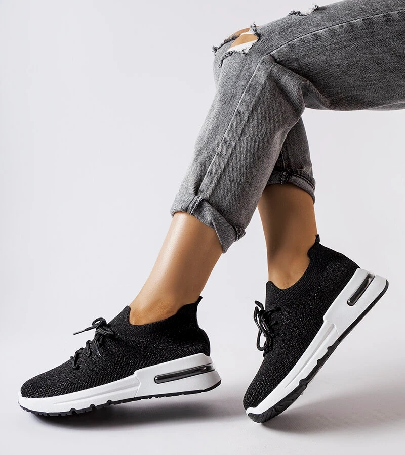 Adidași negri înfrumusețați cu fire strălucitoare Randolph